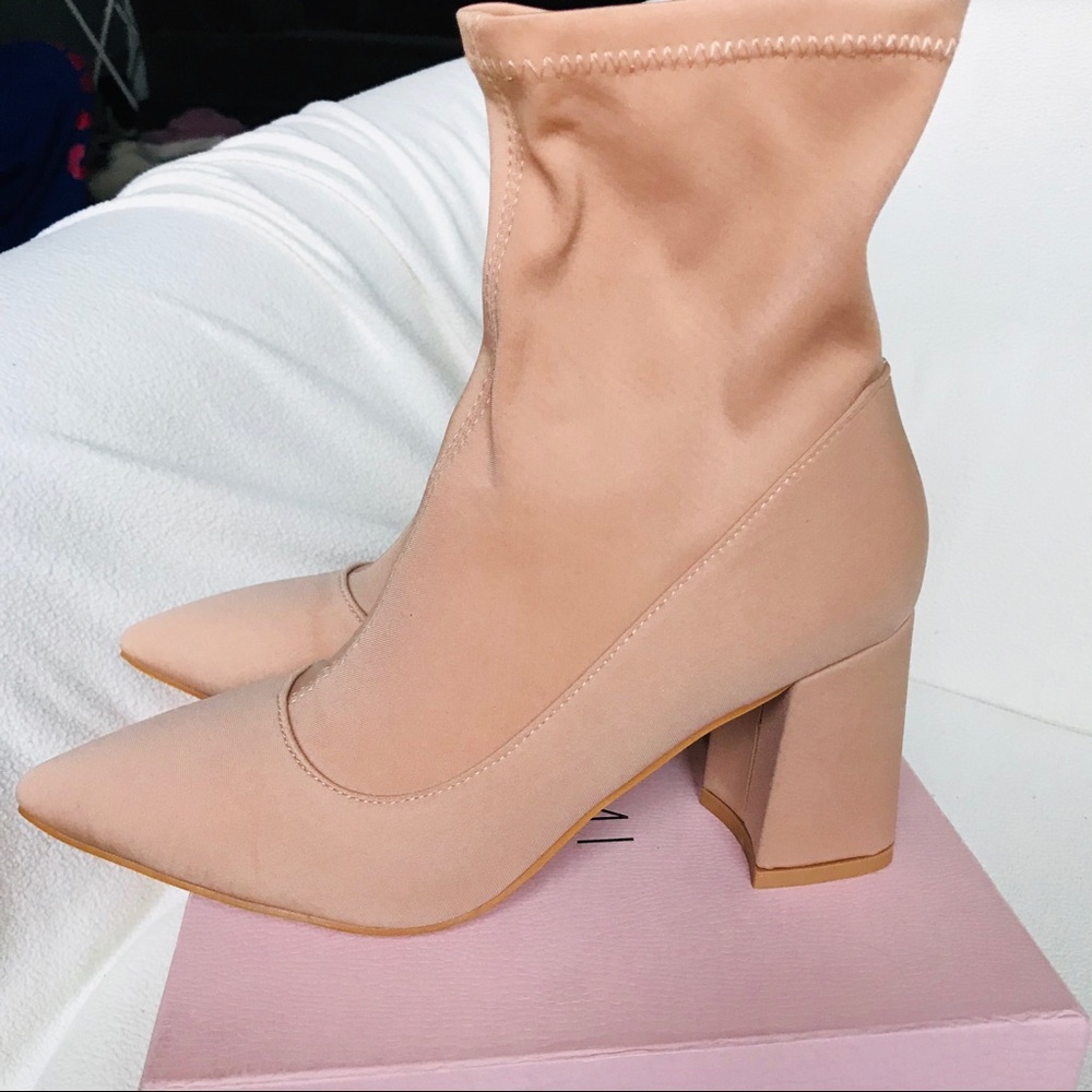 Nude Ankle Sock Bootie